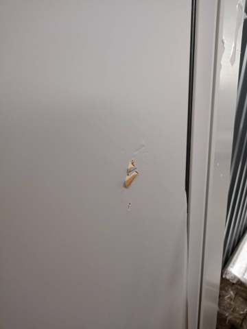 Дверь Бета ПГ, Винил серый №1397: Вздутие на филенке, повреждение пленки.